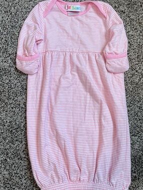 Pink Striped Baby Sleep Gown - Soft Cotton